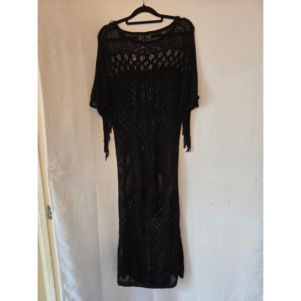 Women's Hera Black Crochet Maxi Dress